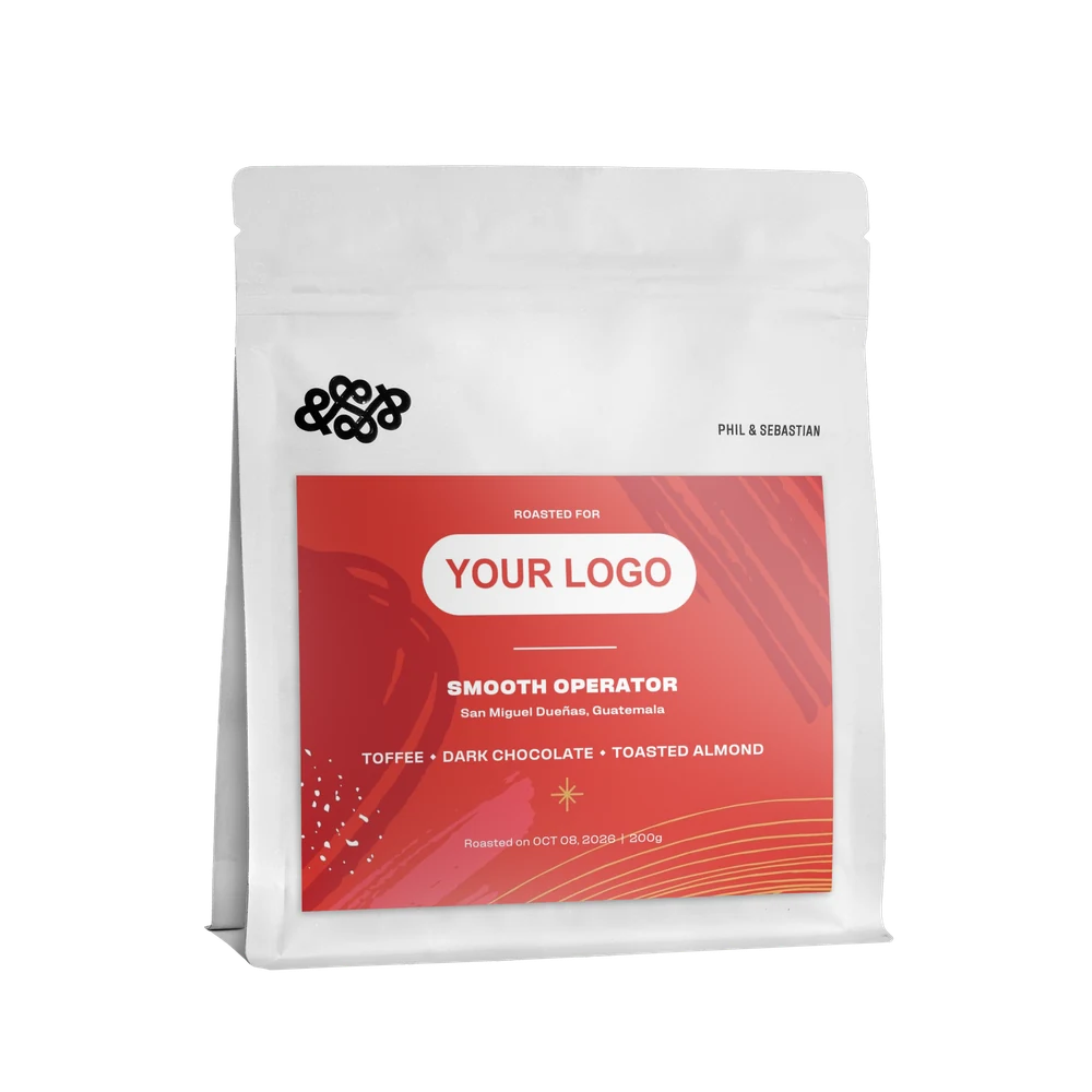 200 g coffee bag with a YOUR LOGO label, Holiday design
